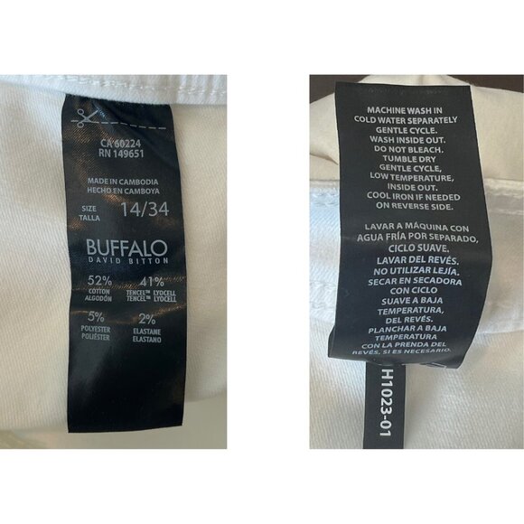 NWT Buffalo Womens 14 David Bitton Brigette High Rise Wide Leg Crop Pants White - Picture 8 of 11